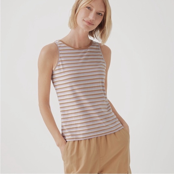 Pact Tops - Pact Purple Orange Soho Stripe Organic Cotton Softspun Tank Top XS